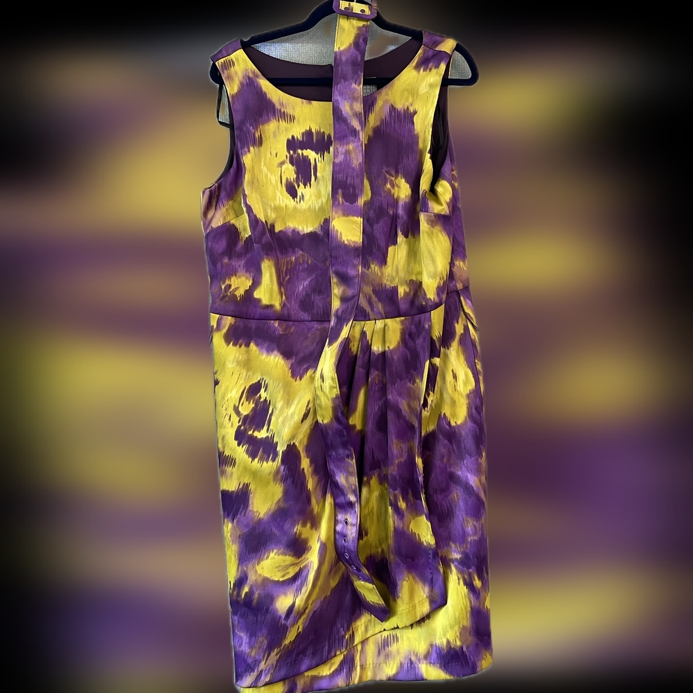 Vibrant Purple and Yellow Midi Dress